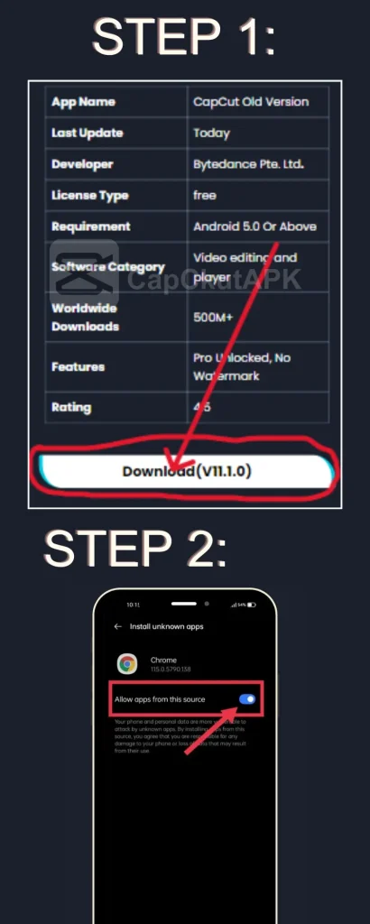 CapCut Old Version MOD APK Download Process