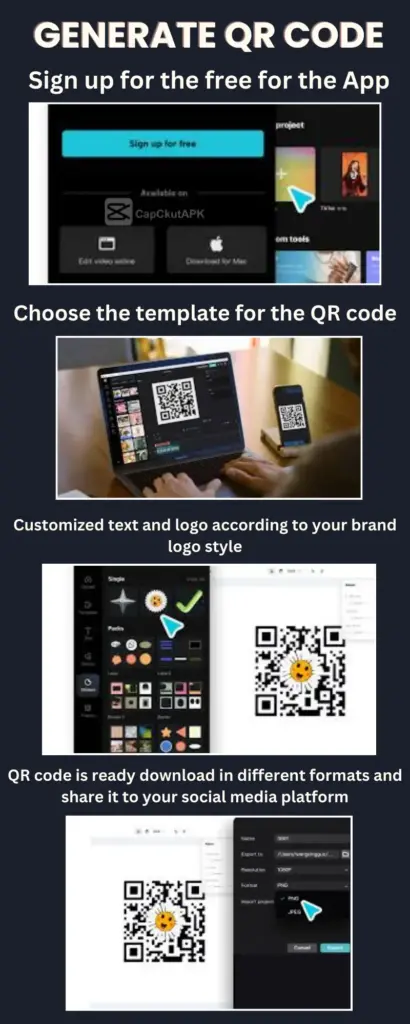 Infographics for How to Generate QR Codes in CapCut Pro APK