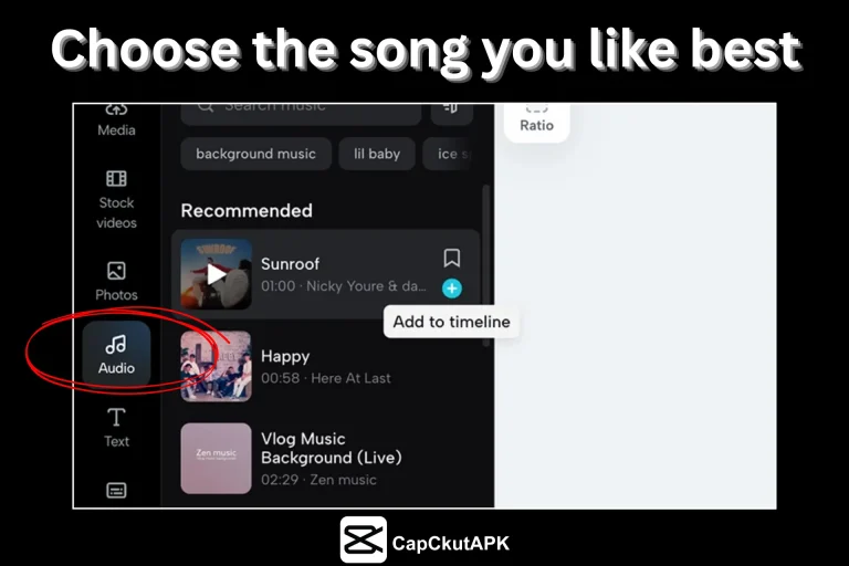 A Complete Guide to Add Music to Video in CapCut 4 Choose the song you like best.