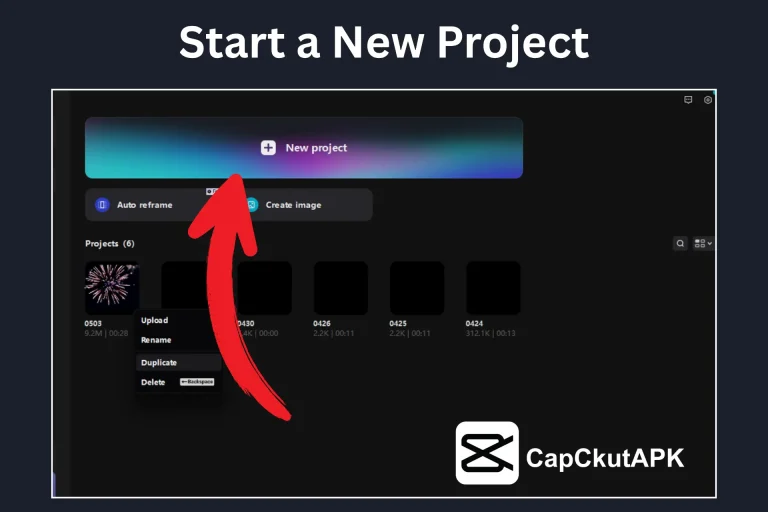 Start a New Project to blur face in capcut video